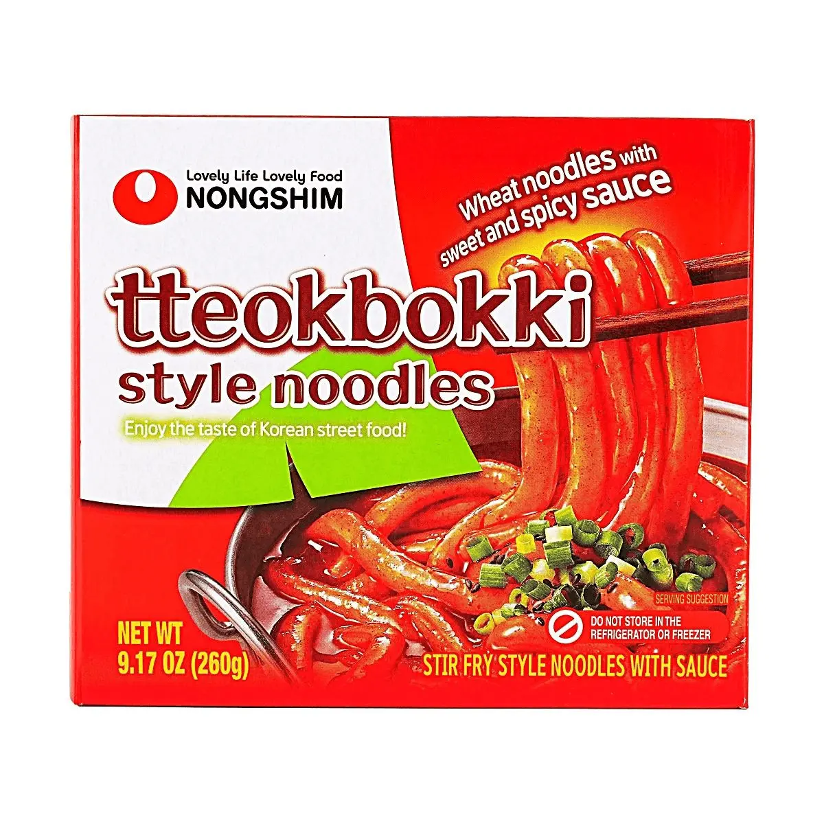 NONGSHIM Korean Spicy Stir-Fried Rice Cake Flavor Instant Noodles 260g - Authentic Tteokbokki Ramen, Chewy Noodles, Popular Korean Snack