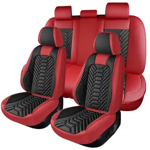 Arespark Luxury Leather Car Seat Covers Full Set Protectors, hot Stamp Breathable airbag Compatible for 5 Seats , Rear Bench Easy to Install, Universal Fit for Auto Truck Van SUV