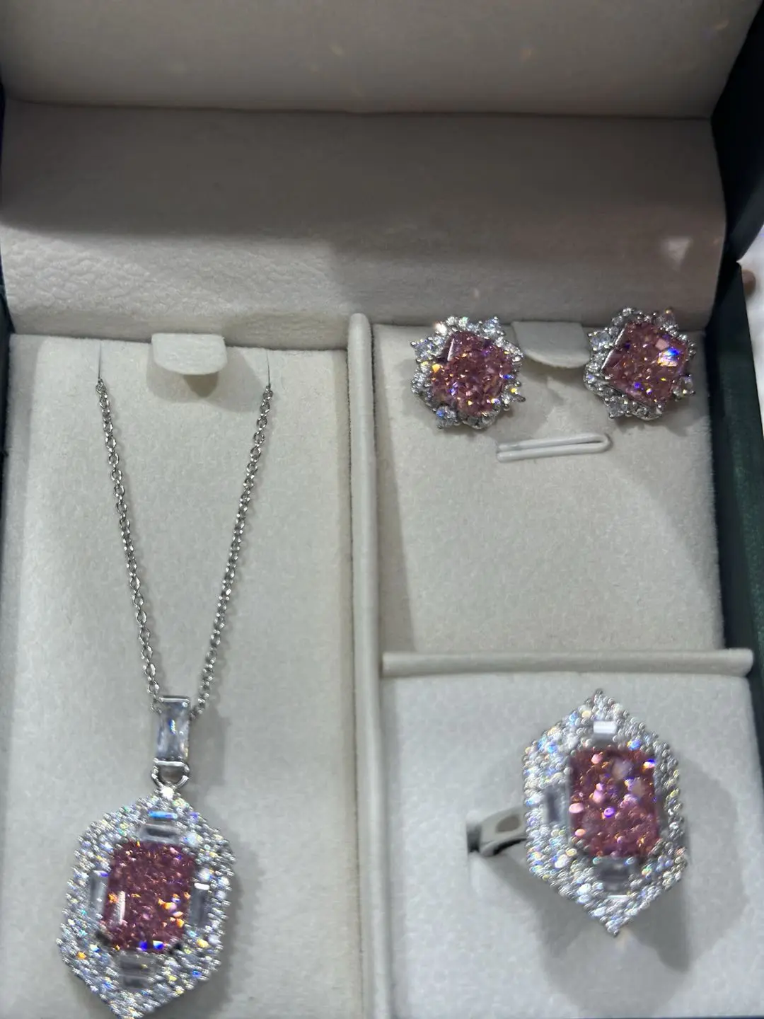 Elegant Natural Crystal Jewelry Set - 8877 Rose Water Pink Design, Fashion Accessories for Adornment, Elegant Jewelry Set, Set Jewelry