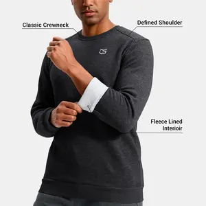 G Gradual Men's Fleece-Lined Round Neck Longsleeves Midweight Regular Fit Menswear, Sporty Sports Outerwear for Athletic Workout Warm Pullover