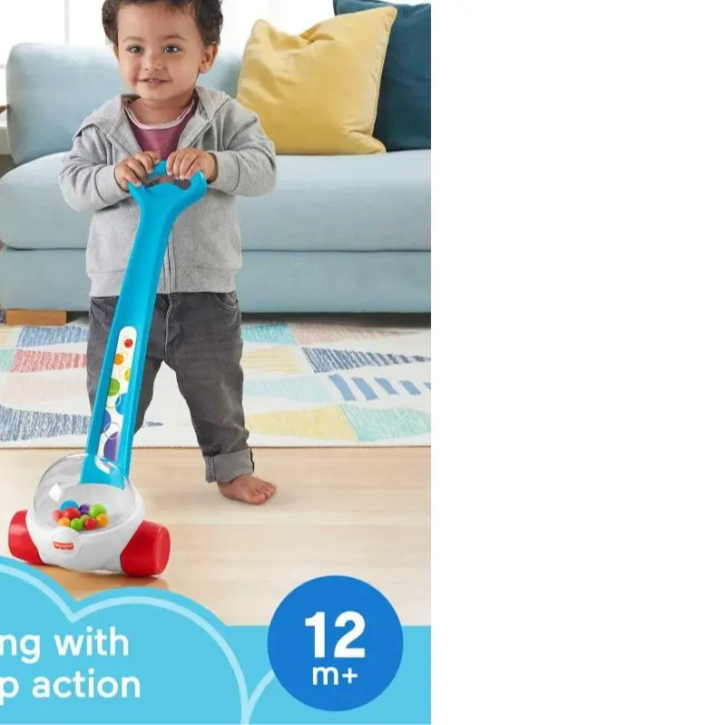 Fisher-Price Baby & Toddler Toy Corn Popper Blue Push-Along with Ball-Popping Action for Infants Ages 1+ Years 2-Piece Assembly