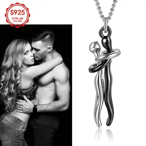 Couples embrace necklaces, S925 silver couple jewelry necklace, non fading high-end couple jewelry for Valentine's Day. Holiday Gift Necklace Women's Gift Men's Gift