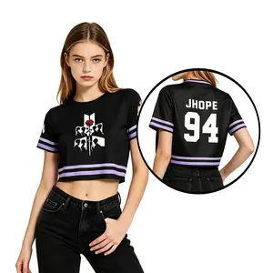 BT21 World Tour Kpop ARMY 94 JHOPE Crop Top Returning in 2026 ARIRANG Cropped T-Shirt Breathable Summer Short Sleeve Crop Tee, K-Pop Fan Apparel, Trendy Y2K Aesthetic Top for Teen Girls