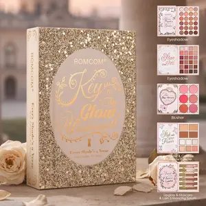 Complete Full Face Beauty Makeup Kit, 20+ Shade Eyeshadow, Cream Blush Palette, Highlight & Contour, Brow Powder, Lip Gloss & Mascara, Romantic Floral Pattern Cosmetic Gift Set for Makeup Lovers