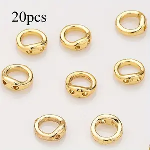 Elegant Double Hole Linking Circles Golden Copper Sophisticated Craft Round Connector Rings with Two Holes for Bracelet Necklace Earrings DIY Jewelry Assembly