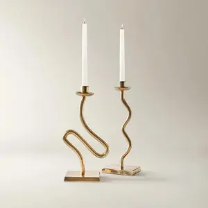 Z Gallerie Rhythm Taper Holder - Handcrafted Aluminium Metal Gold Candle Holder, Home Decor Accessory with Drip Protection, Gold Candle Holders