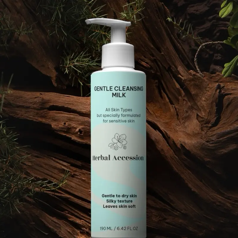 Organic Herbal Flower-Infused Facial Cleansing Milk with Shea & Argan Oil - Daily Hydrating, Non-Irritating Face Cleanser for All Skin Types