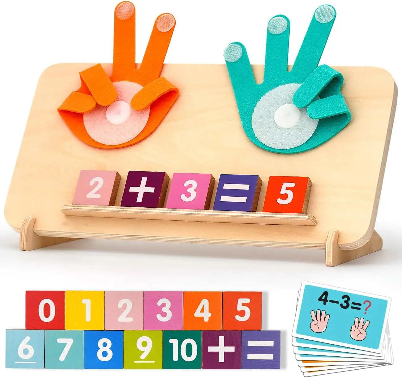Multifunction Colorful Educational Math Manipulatives Number Counting Blocks, Math Learning Tools, 1 Set Finger Counting Math Montessori Toys for Boys and Girls.