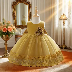 006 Birthday dress mesh tulle skirt little girl flower girl three-dimensional flower dress child festival performance costume