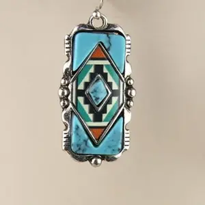 Western Aztec Print Bar Dangle Earrings