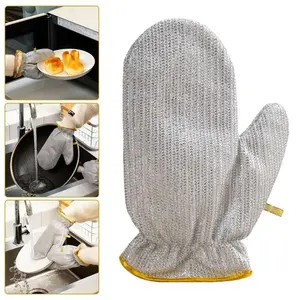 2pcs  Multipurpose Silver Wire Dishwashing Gloves Rags for Wet and Dry, Steel Wire Miracle Cleaning Cloth with Glove Shape, Waterproof Lining Kitchen Gloves, Non-Scratch Wire Dish Gloves Cloths for Washing Dishes, Kitchen Cooktops, Counters, Sinks.
