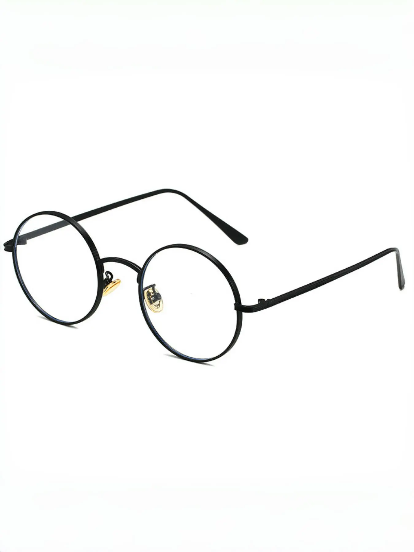 Simple Unisex Retro Style Round Frame Glasses, Trendy Casual Frames, Metal Design, Transparent Blue Light Blocking Glasses, Casual Fashion Accessory Eyewear for Men & Women, Back To School Gift, For Business Or Work