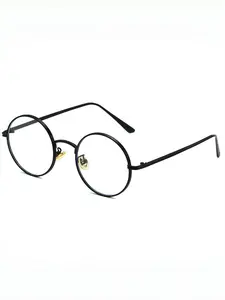 Simple Unisex Retro Style Round Frame Glasses, Trendy Casual Frames, Metal Design, Transparent Blue Light Blocking Glasses, Casual Fashion Accessory for Men & Women, Back To School Gift, For Business Or Work