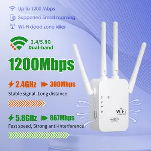 1200Mbps High Speed WiFi Extender, Long Range WiFi Extender, WiFi Repeater Extender, Signal Booster for Home, Wireless Signal Repeater, Internet Extender, WiFi Booster, Network Components