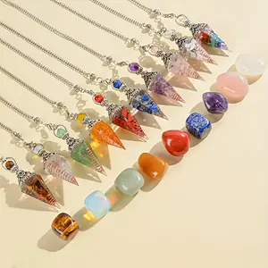 Handcrafted Mixed Natural Stone Pendulum Set - Features Tiger Eye, Purple And Green Aventurine, a Distinctive Gift for Those Who Love, Stylish Stone Ornaments, Perfect for Holiday Decor And Special Presents