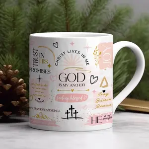 God Coffee Mugs 11oz-15oz Ceramic Drinkware Reusable Inspirational Design Perfect for Daily Use