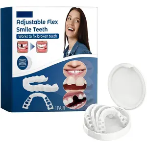 Adjustable Clip-On Dentures: Cosmetic Teeth Cover for Gaps, Missing & Minor Misalignment - Instant Smile Makeover, Temporary Solution