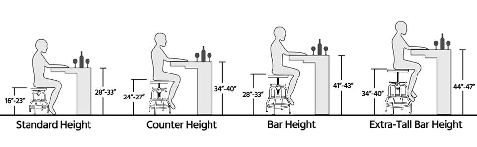 Yaheetech Bar Stool Vintage Counter Stool Adjustable Metal Stool with Round Wood Seat Kitchen/Dining/Cafe Chair 20-27 Inch Tall, 1PC