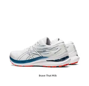 White Running Shoes with Blue & Red Accents – Lightweight, Cushioned & Perfect for Marathon Training or Daily Jog