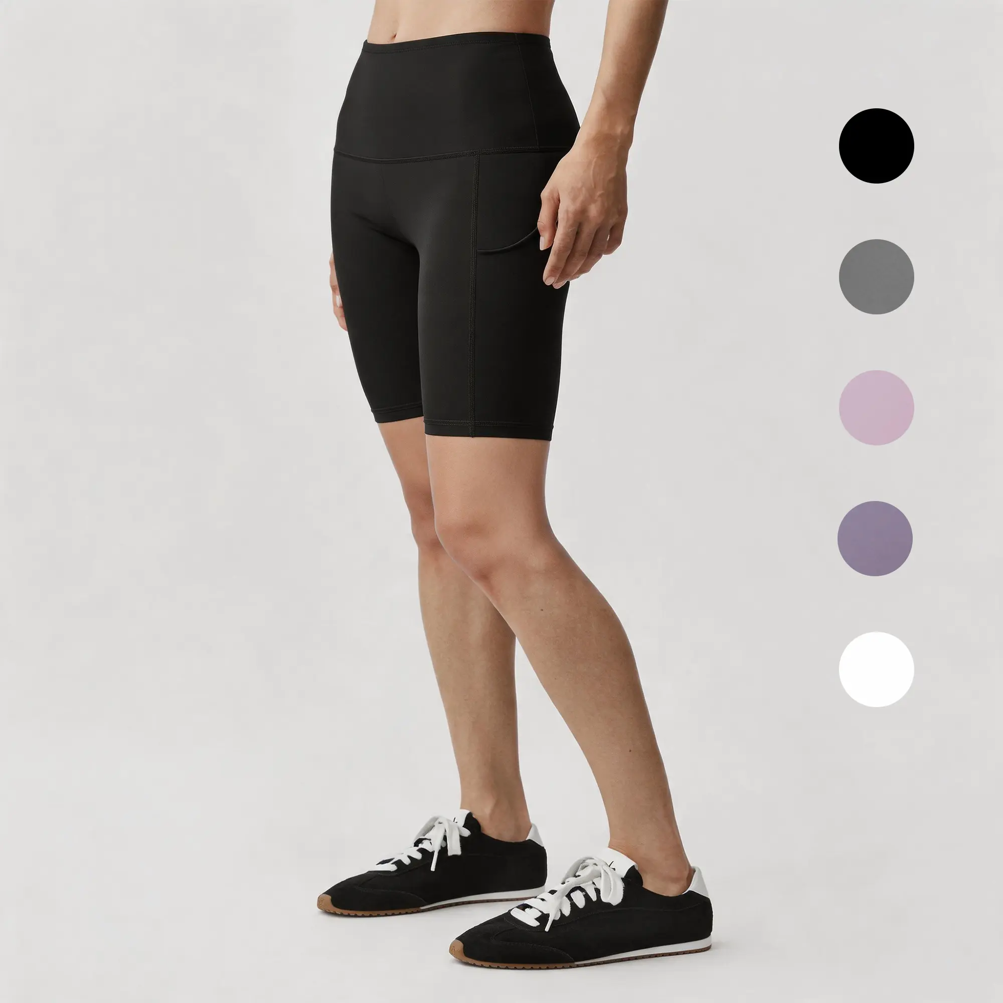 Neleus Women's 3 Pack Quick-Dry Yoga Shorts, High Waist Compression Elastic Mid-Thigh Cut for Gym Workouts with Phone Pockets, Elastic Sporty Shorts, Gym Shorts