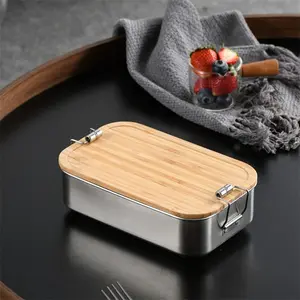 Stainless Steel Lunch Box with Bamboo Lid, Eco-Friendly Food Storage Container, Leak-Proof Design for Adults and Kids, Portable Lunch Box, Leakproof Lunch Box