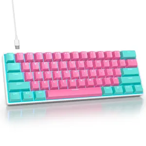 60% Percent Gaming Keyboard Mechanical with Linear Red Switch 61-Keys ...