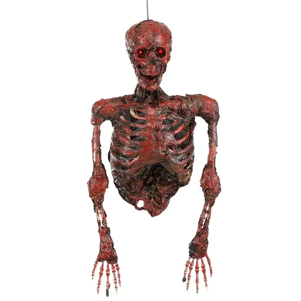 Hanging Half Skeleton with Light Up Red Eyes Prop