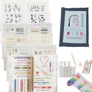 Beginner Embroidery Needlework Book, Embroidery Craft, Handmade Embroidery, Adult DIY Sewing Kit, Step-By-Step Tutorial, 7 Pages, Cross Stitch Supplies, Model_xinghao 569