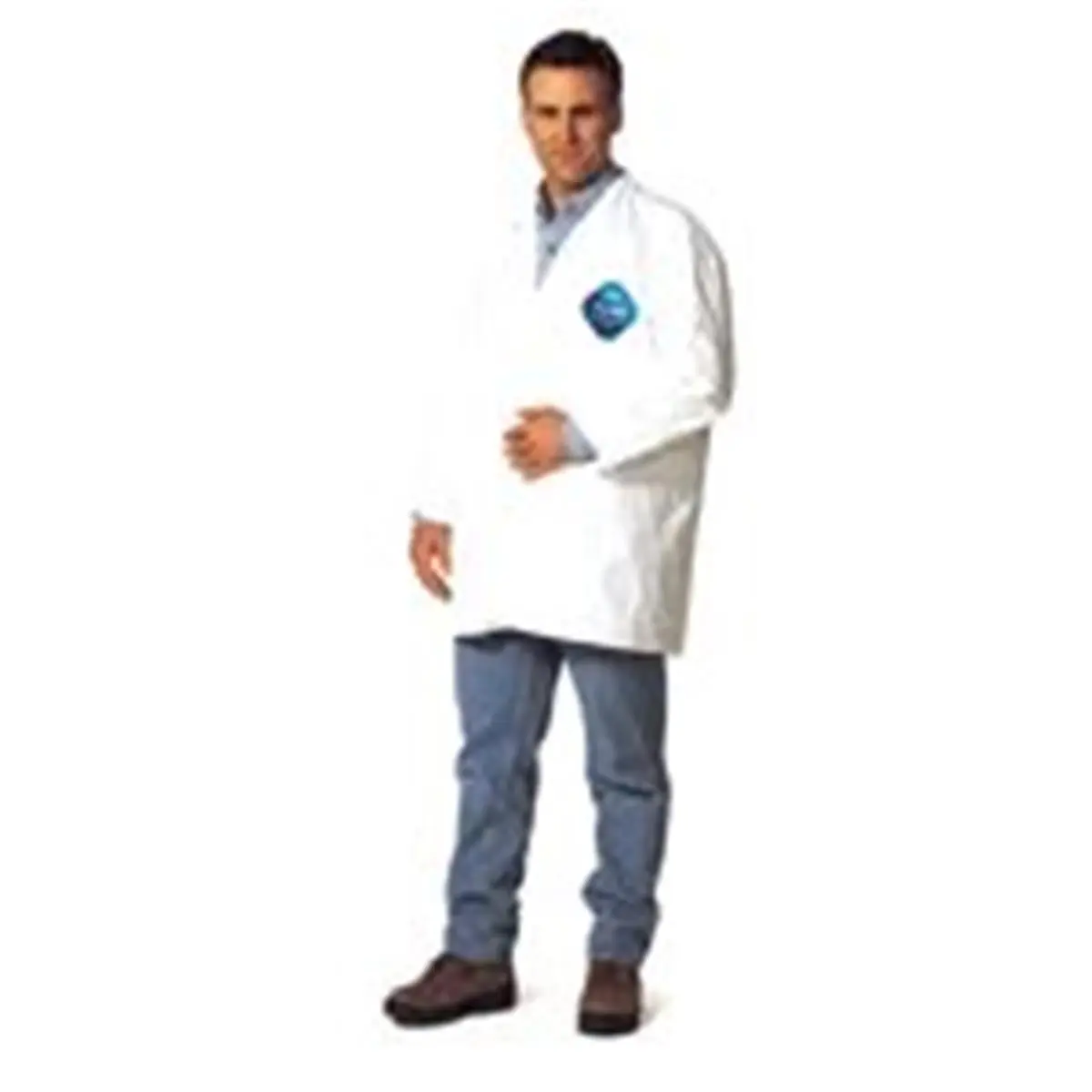 212 MAIN Dupont 251-TY211S-XL Durable Workwear Tyvek Fabric Lab Coat Jacket - Extra Large, 16 in. Length, 6.60 lbs, HDPE, Serged Seams, Knee Length, No Pockets, Elastic Cuffs, Front Snaps, Tighter Fit Uniform Garment