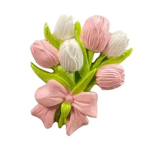 Car Vent Clip Decor 2Pcs Gypsum Flower Tulip Ornament for Dashboard Air Outlet [TS4]