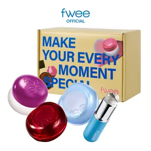 [Blush & Glow] fwee Lip & Cheek Starter Set | Soft Blur Cream Blush + Dewy Blush Duo with Multi Jelly Shimmer Balm + Mini Silicone Brush