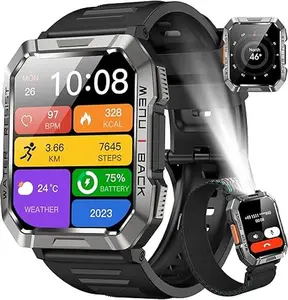 2025 Multifunctional 2.01'' inch Bluetooth Smart Watch, Fashion Digital Watch with LED Light & Outdoor Compass, Make/receive calls,100+ Sports Modes,Flashlight Feature,Messages Reminder, DIY Watch Dials ,IP68 Waterproof Smart Watch for Android &iPhone