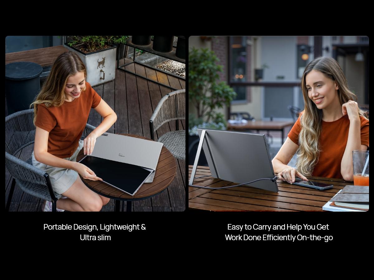 ARZOPA 16.1" Portable Monitor 100%sRGB FHD 1080P Portable Laptop Monitor Display IPS Eye Care Screen for High-end Office & Entertainment