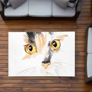 Begin Home Decor C1ROAR35Z8T6GZ 3 x 5 ft. Watercolor Cat Face Closeup - Illustrative Outdoor Rectangle Area Rug