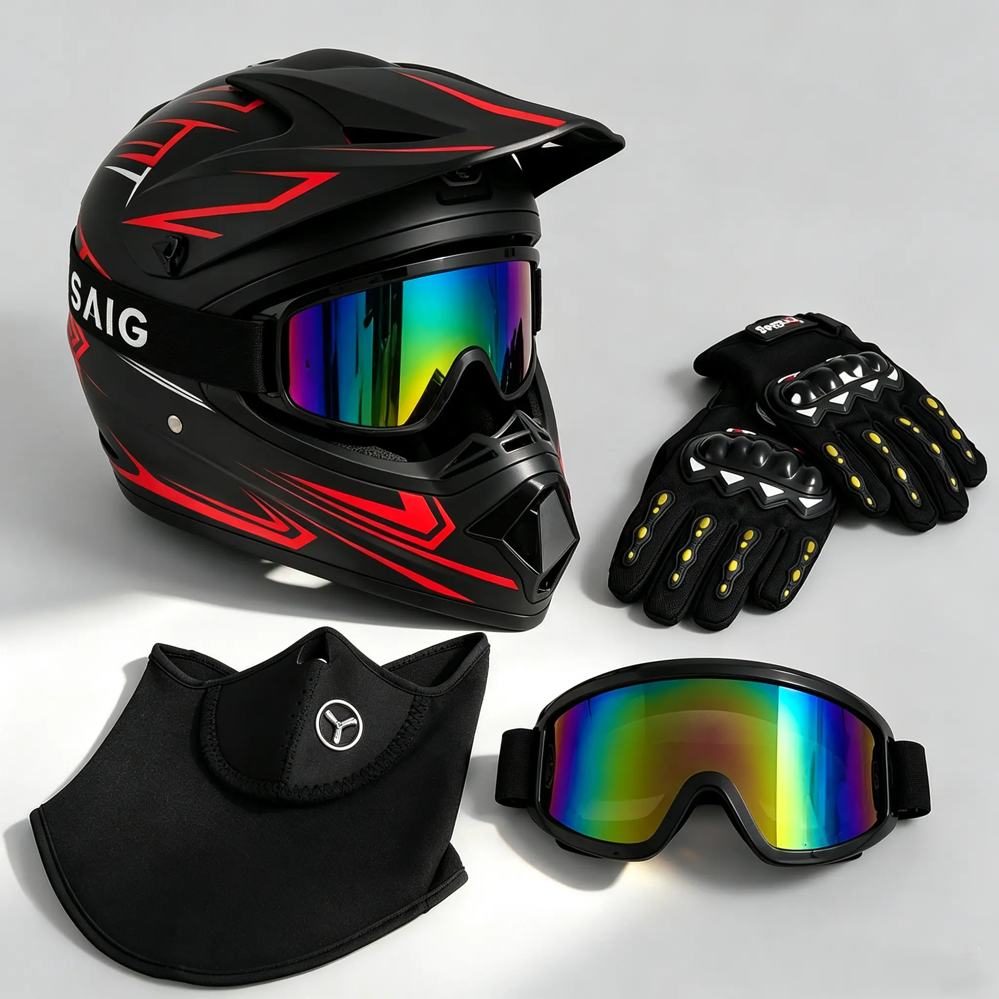 Spark Youth & Kids Motorcycle Helmet - DOT Certified Protective Dirtbike/Bike Helmet for Adult Off-Road ATV Use, W/ Goggles, Gloves & Mask, Dirtbike Helmet, Dot Certified Helmet