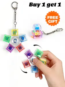 [Buy 1 Get 1 Free] Glowing Keyboard Fidget Spinner Keychain, Portable EDC Stress Relief Fidget Toy with Smooth Spinning & Satisfying Click Sounds, for Anxiety & ADHD Relief, Ideal Everyday Carry Gift for Adults & Teens