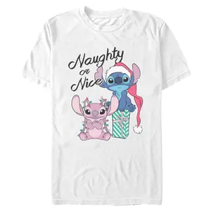 Mens Lilo & Stitch Angel and Stitch Naughty or Nice T Shirt