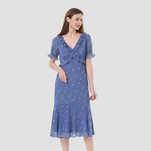 Women's Puff Short Sleeve Ruffle Midi Dress - Universal Thread