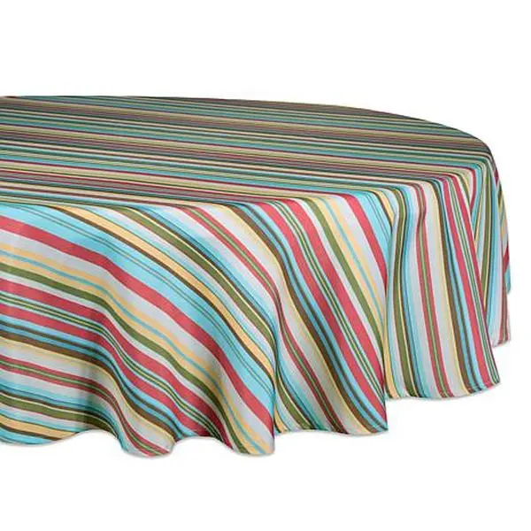 Design Imports Summer Stripe Outdoor Round Tablecloth - 60"