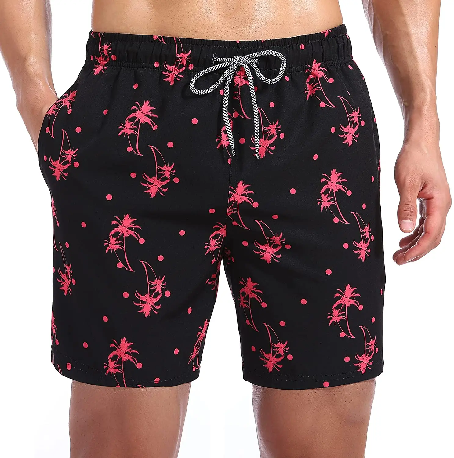 Mens Swim Trunks Quick Dry Beach Shorts Mesh Lining Swimwear Bathing Suits with Pockets outdoor board shorts red swimming Spandex Sports