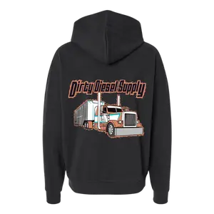 Dirty Diesel Supply Peterbilt 379 Truck Hooded Sweatshirt with Classic Trucker Design and Logo