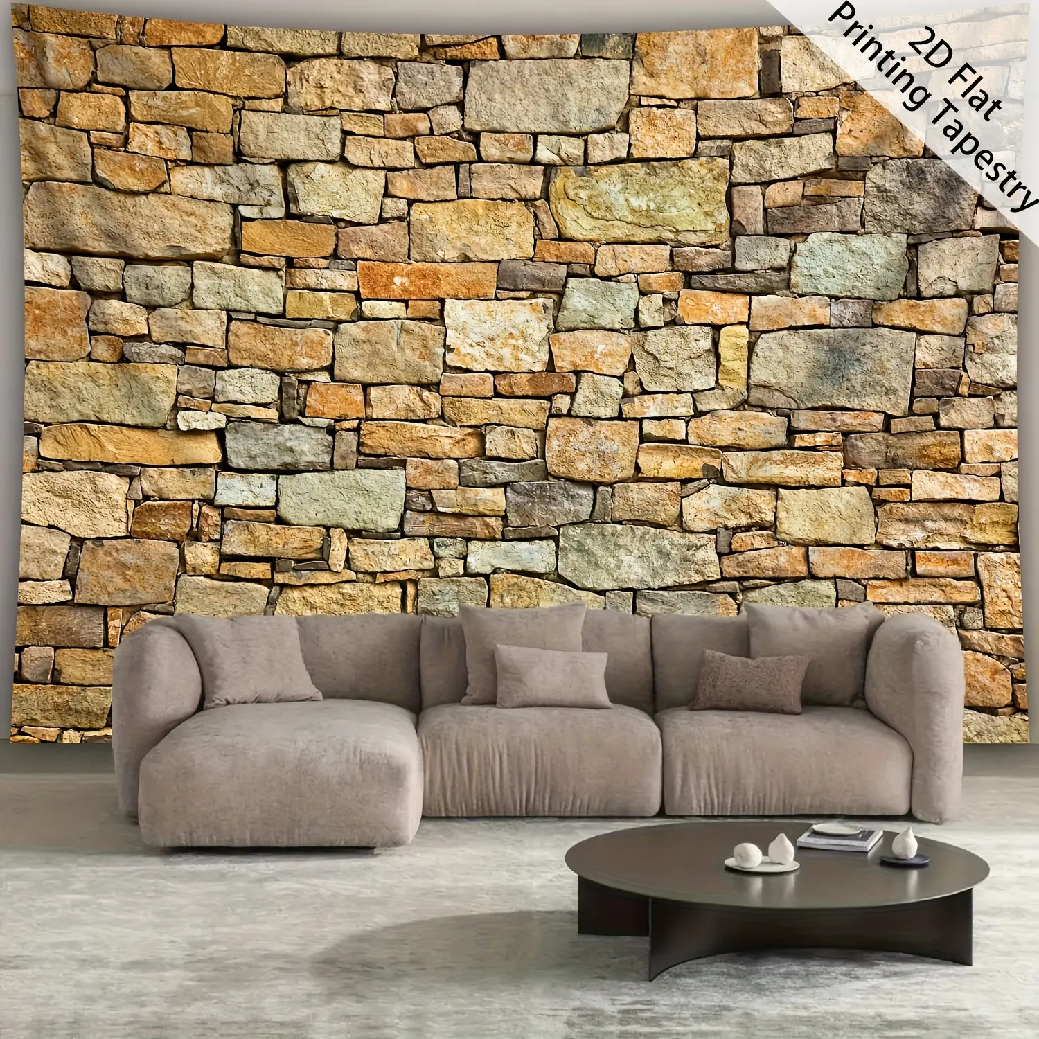 1pc Extra Large Durable Decorative Brick Wall Hanging Tapestry - HD Digital Print Polyester Fabric, Rustic Stone Texture, No Installation Required, Ideal for Living Room Home Decor, Durable Decorative Tapestry