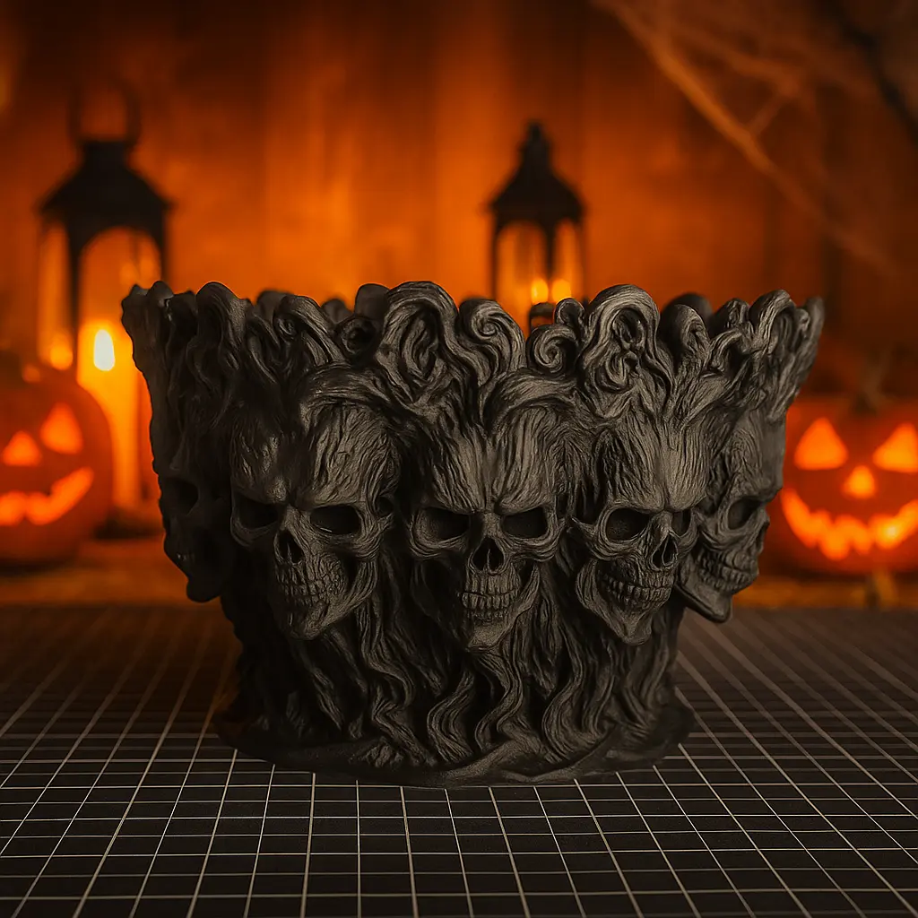 Bone Tree Bowl Matte Charcoal Black Skull Vine Centerpiece Tableware Gothic 3D Printed PLA Table Top Dish Serving Bowl