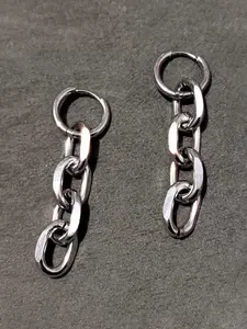 Hip Hop Punk Thick Chain Fringe Detail Stainless Steel Earrings, Simple Rock Unisex Couple Party Street Style Earrings, Unique Fashion Jewelry