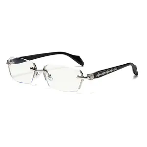 Frameless anti Blue Light Glasses Rectangular Flat Lens for Women & Men other