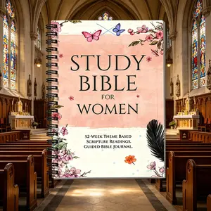 Women's Study Bible Spiral Bound Notebook, 52-Week Theme-Based Scripture Readings, Guided Journal Style, 5.5x8.3 Inch Palm-Sized Soft Cover, Inspirational Text, Christian Office Stationery Gift, Journal Style Notebooks, Inspirational Text Notebooks