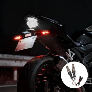 2pcs Universal Motorcycle LED Turn Signals Flowing Water Flashing Lights Tail Stop Indicators Lamp DC12V