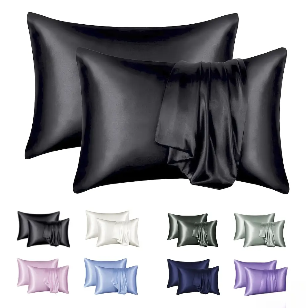 2 Pack Silk Satin Pillowcases for Hair and Skin, Silky Soft Luxurious Bedding Pillow Cases, Skin-Friendly with Envelope clouser