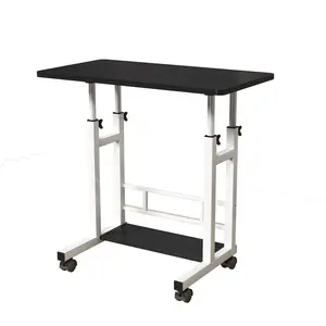 Adjustable Height Rolling Computer Desk – Mobile Standing Table with Wheels, 31.5 x 15.75 Inches – Space-Saving Portable Workstation for Home Office, Bedroom – Flexible Perch Stand Writing Desk