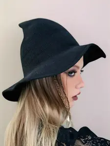 Witch Hat Design Black Witch Hat, Fashionable Hat for Women & Men, Casual Trendy Accessories for Party, Daily Clothing Decor, Perfect for Student for Gift, Witch Costume